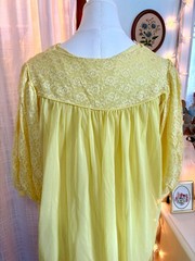 Vintage 1960s Peignoir Set Yellow Nylon Chiffon Matching Robe And Nightgown