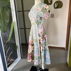 1940s Or 50s Vintage Textron Rayon Bias Cut Wrap Dress 29-32w