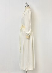 Vtg 1940s White Lace Rayon Tula Boudoir Lingerie Robe Dress Dressing Gown