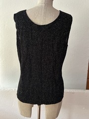Vintage Honors Top Women’s Size Large Black Studded Sparkle Top Raised Sheer Top