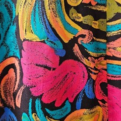 Vintage Maggie McNaughton 1990s Floral Skirt – Black Pink Teal Orange Green Blue