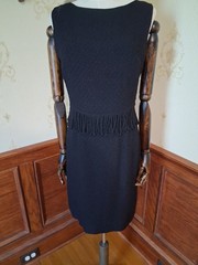 Vintage 1950s/1960s Mid-century Little Black Fringed Wiggle Cocktail Dress