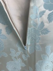 70’s Ice Blue Floral Brocade Cocktail Sheath Dress Matching Coat Metallic 28” 4