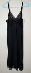 Vintage Black Slip Dress Sheer Lace 100% Nylon Sexy Intimate Wear Dress No Tags