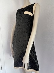 Vintage 1960s JEAN PATOU (KARL LAGERFELD?) SPARKLING SEQUINS WOOL SHIFT DRESS