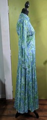 Modern Retro Psychedelic Maxi Dress Blue Green Mod Boho Hostess Medium