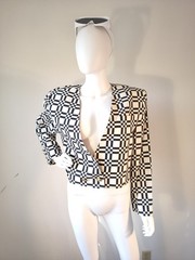 Vintage Silk Op Art Elinor Brenner Cropped 80’s Jacket Sz 12 ex. condition