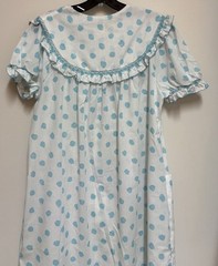 Vintage Barbizon Seraphim Batiste Blue White Polka Dot Nightgown House Dress Lg