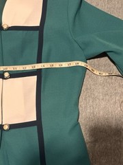 Vintage Retro 80s 90s I.S.B Womens Skirt Suit Jacket Size M Teal Green Peplum