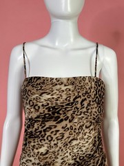 1990s-Y2K ONYX NITE LEOPARD Print Formal Dress with Asymmetrical Hem. S-M