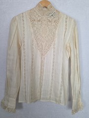 Ralph Lauren Victorian Lace Blouse Ivory Vtg Y2K Romantic Cottagecore Lace Top
