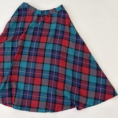 VTG Retro 80s A Line Wool Plaid Full Midi Skirt 36” Waist Preppy Academia Grunge
