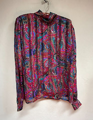 Vintage Nicola Women’s Multicolor Paisley Print Blouse Top Size 10 Long Sleeve