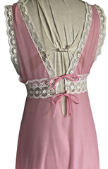 Rare Bubblegum Pink Vanity Fair Long Nylon & Lace Night Gown Lingerie Dress Plun