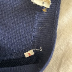 Vintage 60s Saks Fifth Avenue Navy 100% Wool Brass Button Cardigan Preppy