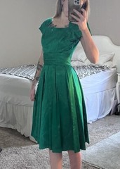 Gigi Young New York 1950s Emerald Green Dress Elegant Party Gown