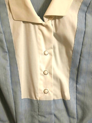 Vintage 1950’s-1960 Nurse Uniform Dres Blue & White stripe 24″ waist 34″ Length