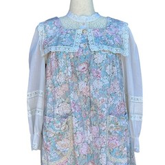 Willow Creek Vintage 2 Pc Prairie Dress Set M Blue Pink Floral Lace Cottagecore