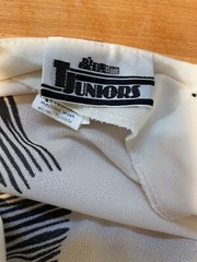 Black and White Graphic Dress 1980s New Wave Asymmetrical peplum back button M