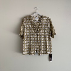 Vintage Koret Floral Button-Up Blouse Women’s Short Sleeve Top 18
