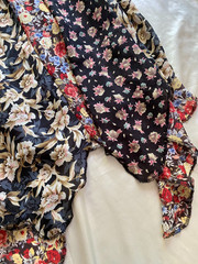 Vintage 1990s Floral Paneled Handkerchief Asymmetrical Maxi Boho Skirt Sheer M