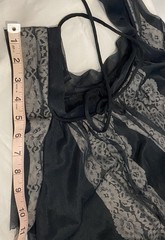 Peignoir Robe and Gown Set Black Sheer Nylon White Lace Vintage Size Medium