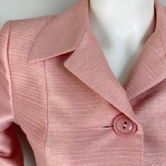 Vintage Women’s Skirt Suit Pink White Thread Blazer & Skirt Y2K Size 6 Petite
