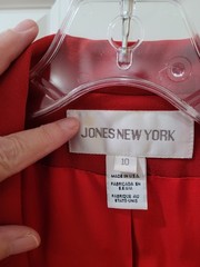 Vintage Jones New York Red 100% Wool Blazer Jacket Sz 10 See Description