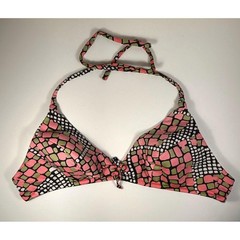 Vintage 1960s Vassarette Bikini Top Mod Print Nylon Bralette, Size 32A (XS)