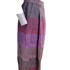 Vintage 70s Stripe Midi Skirt Women Medium Black Purple 8 10 Work Party Winter M