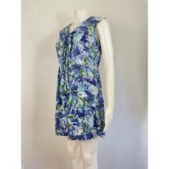 Vintage Abstract Print Romper Size Small 90s Rayon/Cotton Sailor Collar Playsuit