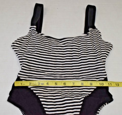 Vintage Swimsuit Electric Beach Jantzen Size S/M 80s Ribbed Striped High Cut
