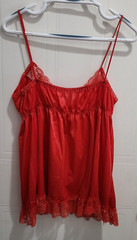 Vtg Erica Loren New York Women’s Sleeveless Open Front Lacey Camisole Top Red XS