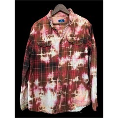 Vintage Butterfly Patch Bleached Flannel Shirt Upcycled Cotton Size Large