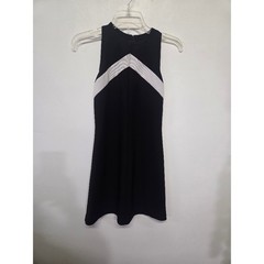 Possessed Clothing Company Vintage Black White Chevron Sleeveless Mini Dress M