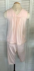 Vtg 60s Lorraine Pink Nylon Sleeveless 2 Piece Pjs Sz Small Nightgown Penoir Set