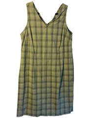 VTG Plaid dress Venezia Green Summer Dress Sz 16 Stretch Y2K Lightweight 38/38
