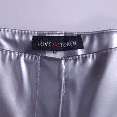 Y2K Silver Vinyl Flared Low Rise Pants Cyberpunk Rave Festival Chrome Futuristic