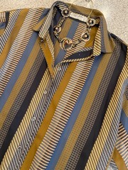 JAEGER London UK Vintage ’70s Chic Gold Striped Long Sleeve Blouse Sz 38 (M)