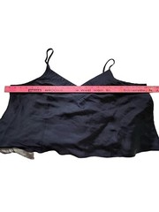Vtg Lane Bryant Camisole Second Skin Satin Tank Top Pleats Navy Blue 22 24 3X