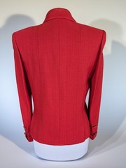 Vintage 80s Sophy Curson France Red Structured Blazer Jacket Size 10 Gold Button