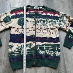 Vintage Nature Womens Northern Reflections Cardigan Sweater Green Wool Blend S/P