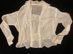 Vtg Victorian 20s Lace Antique Blouse Sheer Embroidered 1920s Edwardian