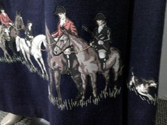 Vtg 70’s Equestrian English Riding Fox Hunt Applique Navy Wool Wrap Maxi Skirt S