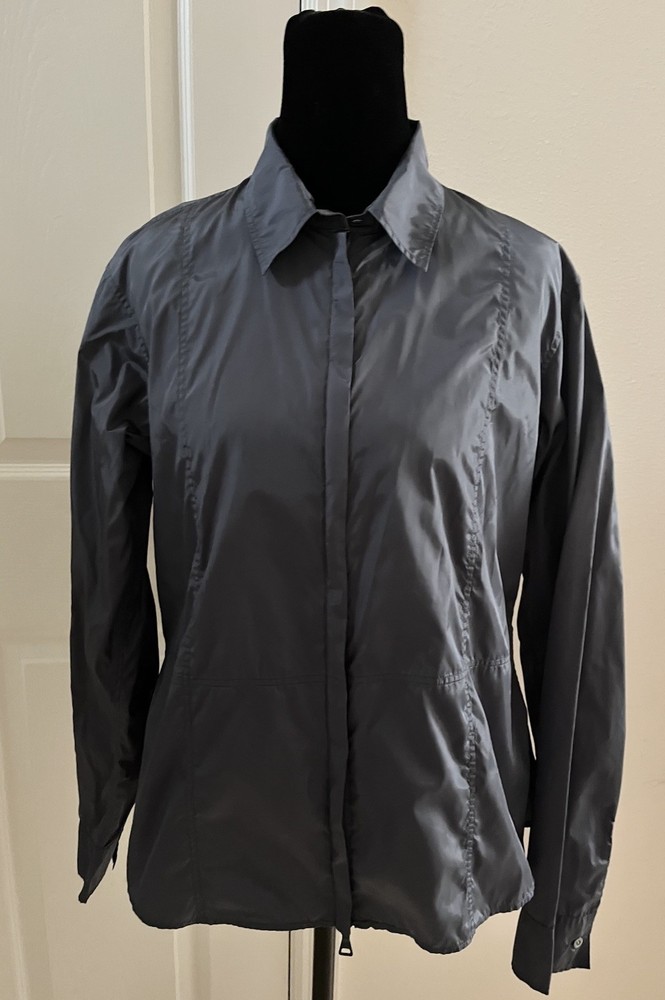 Vintage JIL SANDER Blue Gray Shirt Jacket with Zipper, Size 38 (Italian)