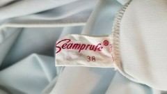 Vintage SEAMPRUFE Pale Blue Button Front Nylon Nightgown Robe- Size M – EUC