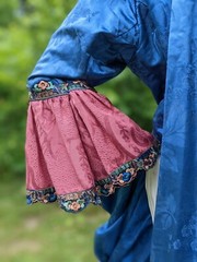 MOST BEAUTIFUL ANTIQUE BLUE SILK POLONAISE COSTUME DRESS IN 18TH C STYLE