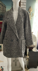 Cassidy Vtg Handcrafted Women’s Wool Double Breasted Herringbone Coat Sz 4 Pocke
