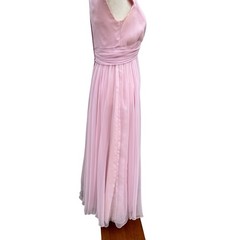 Miss Elliette California Vintage 60s Pink Chiffon Grecian Goddess Maxi Dress XS