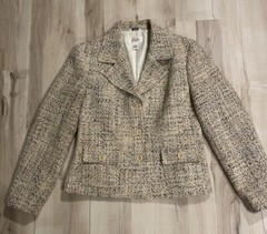 Vintage Talbots Italian Wool Blend Blazer Size 8 Three Button Ivory Multi Lined
